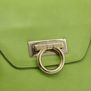 Salvatore Ferragamo Gancini Tote Bag Leather Green Gold Auth 155313-14