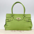 Salvatore Ferragamo Gancini Tote Bag Leather Green Gold Auth 155313-25