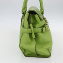 Salvatore Ferragamo Gancini Tote Bag Leather Green Gold Auth 155313-4