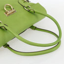 Salvatore Ferragamo Gancini Tote Bag Leather Green Gold Auth 155313-7