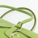 Salvatore Ferragamo Gancini Tote Bag Leather Green Gold Auth 155313-8