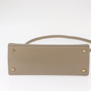 Salvatore Ferragamo Gancini Hand Bag Leather 2way Beige Gold Auth 155314-11