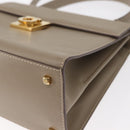 Salvatore Ferragamo Gancini Hand Bag Leather 2way Beige Gold Auth 155314-13