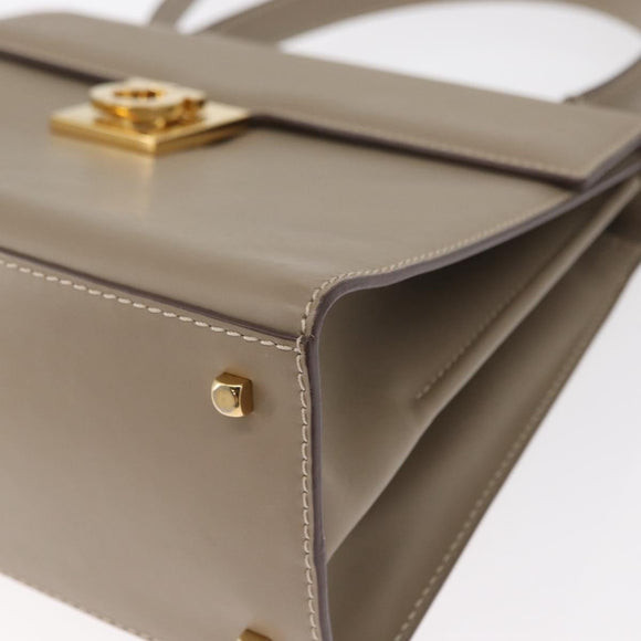 Salvatore Ferragamo Gancini Hand Bag Leather 2way Beige Gold Auth 155314