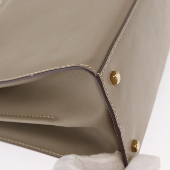 Salvatore Ferragamo Gancini Hand Bag Leather 2way Beige Gold Auth 155314