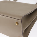 Salvatore Ferragamo Gancini Hand Bag Leather 2way Beige Gold Auth 155314-15