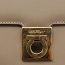 Salvatore Ferragamo Gancini Hand Bag Leather 2way Beige Gold Auth 155314-16