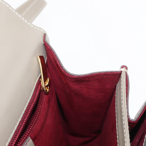 Salvatore Ferragamo Gancini Hand Bag Leather 2way Beige Gold Auth 155314