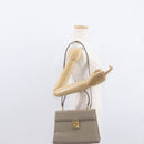 Salvatore Ferragamo Gancini Hand Bag Leather 2way Beige Gold Auth 155314-24