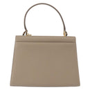 Salvatore Ferragamo Gancini Hand Bag Leather 2way Beige Gold Auth 155314-3