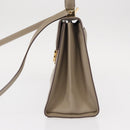 Salvatore Ferragamo Gancini Hand Bag Leather 2way Beige Gold Auth 155314-4