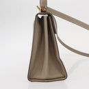 Salvatore Ferragamo Gancini Hand Bag Leather 2way Beige Gold Auth 155314-5