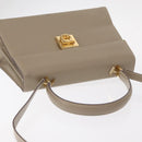 Salvatore Ferragamo Gancini Hand Bag Leather 2way Beige Gold Auth 155314-6