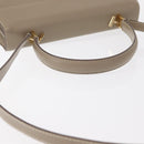 Salvatore Ferragamo Gancini Hand Bag Leather 2way Beige Gold Auth 155314-7
