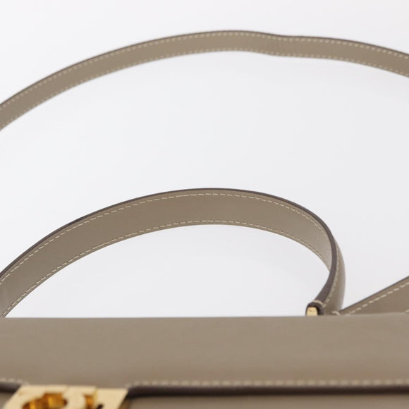 Salvatore Ferragamo Gancini Hand Bag Leather 2way Beige Gold Auth 155314