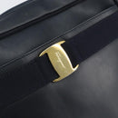Salvatore Ferragamo Vala Shoulder Bag Leather Navy Gold Auth 155315-17