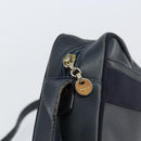 Salvatore Ferragamo Vala Shoulder Bag Leather Navy Gold Auth 155315-10