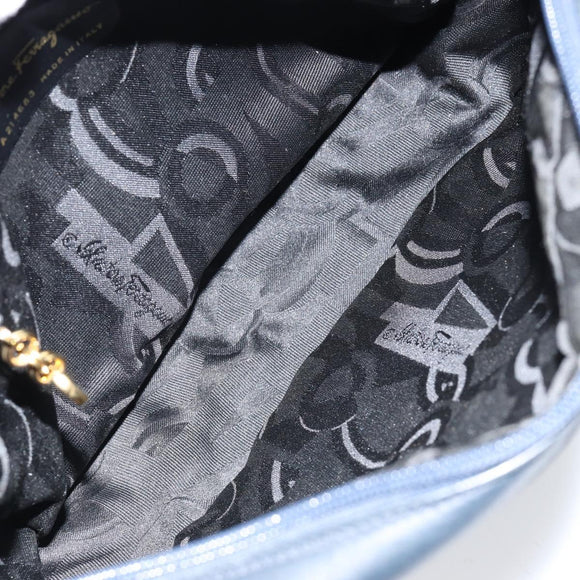 Salvatore Ferragamo Vala Shoulder Bag Leather Navy Gold Auth 155315