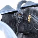 Salvatore Ferragamo Vala Shoulder Bag Leather Navy Gold Auth 155315-19