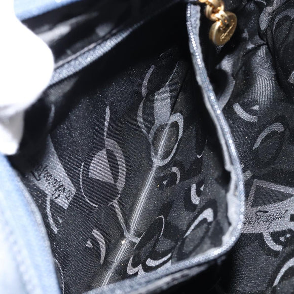 Salvatore Ferragamo Vala Shoulder Bag Leather Navy Gold Auth 155315