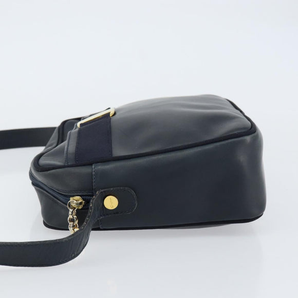 Salvatore Ferragamo Vala Shoulder Bag Leather Navy Gold Auth 155315