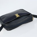 Salvatore Ferragamo Vala Shoulder Bag Leather Navy Gold Auth 155315-6