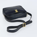 Salvatore Ferragamo Vala Shoulder Bag Leather Navy Gold Auth 155315-7