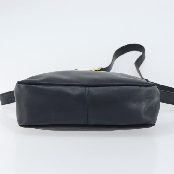 Salvatore Ferragamo Vala Shoulder Bag Leather Navy Gold Auth 155315