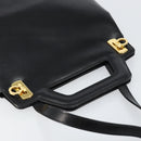 Salvatore Ferragamo Gancini Hand Bag Leather 2way Black Gold Auth 155316-6