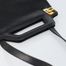 Salvatore Ferragamo Gancini Hand Bag Leather 2way Black Gold Auth 155316-7