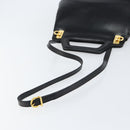 Salvatore Ferragamo Gancini Hand Bag Leather 2way Black Gold Auth 155316-8