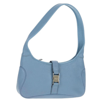 Salvatore Ferragamo Shoulder Bag Leather Blue Silver Auth 155317V