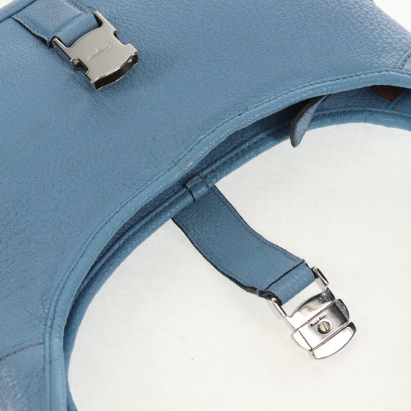 Salvatore Ferragamo Shoulder Bag Leather Blue Silver Auth 155317V