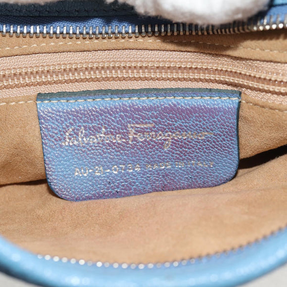 Salvatore Ferragamo Shoulder Bag Leather Blue Silver Auth 155317V