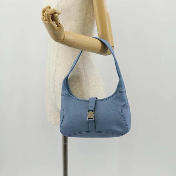 Salvatore Ferragamo Shoulder Bag Leather Blue Silver Auth 155317V