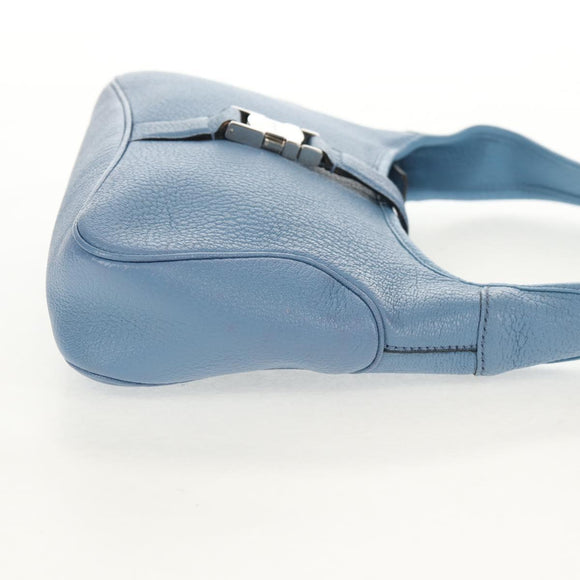 Salvatore Ferragamo Shoulder Bag Leather Blue Silver Auth 155317V