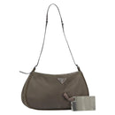 PRADA Shoulder Bag Nylon Khaki Silver Auth 155319-1