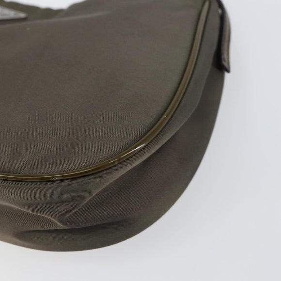 PRADA Shoulder Bag Nylon Khaki Silver Auth 155319