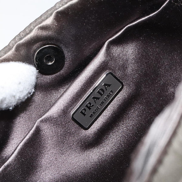 PRADA Shoulder Bag Nylon Khaki Silver Auth 155319