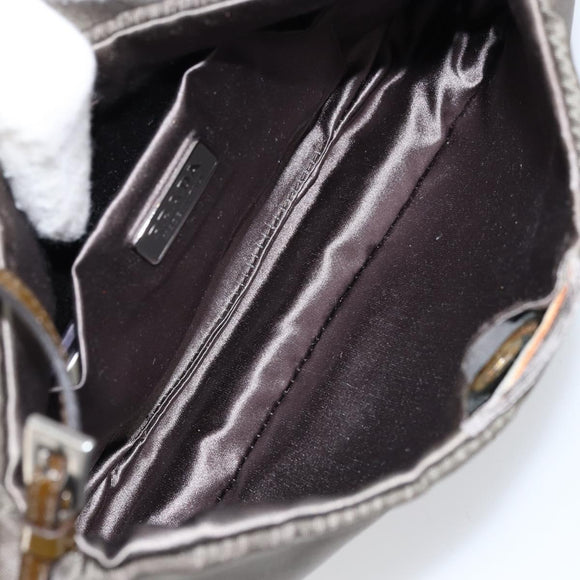 PRADA Shoulder Bag Nylon Khaki Silver Auth 155319