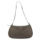 PRADA Shoulder Bag Nylon Khaki Silver Auth 155319-2