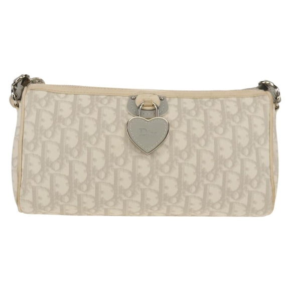 Christian Dior Trotter Romantic Shoulder Bag PVC White Silver Auth 155320V