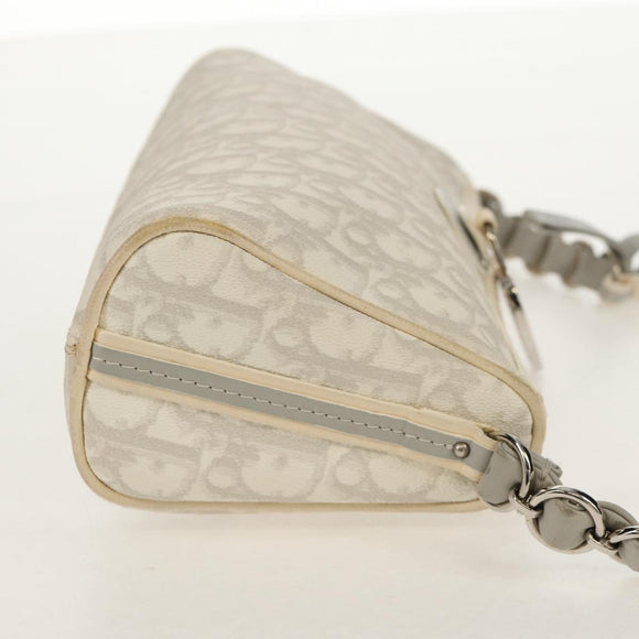 Christian Dior Trotter Romantic Shoulder Bag PVC White Silver Auth 155320V
