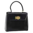 CELINE Hand Bag Leather Black Gold Auth 155321-1