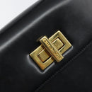 CELINE Hand Bag Leather Black Gold Auth 155321-18
