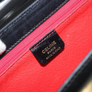 CELINE Hand Bag Leather Black Gold Auth 155321-20