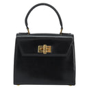 CELINE Hand Bag Leather Black Gold Auth 155321-13