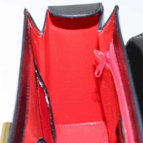 CELINE Hand Bag Leather Black Gold Auth 155321