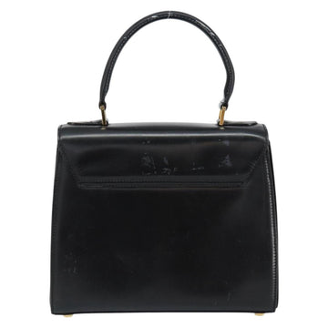 CELINE Hand Bag Leather Black Gold Auth 155321 - 0