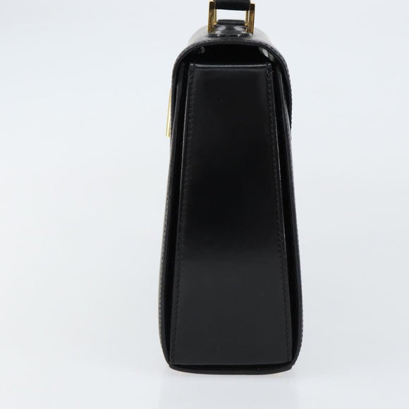 CELINE Hand Bag Leather Black Gold Auth 155321